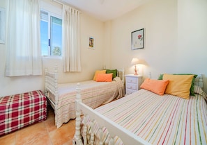 2 bedrooms, desk, iron/ironing board, travel crib
