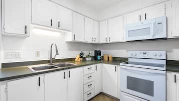 Microwave, oven, stovetop, coffee/tea maker