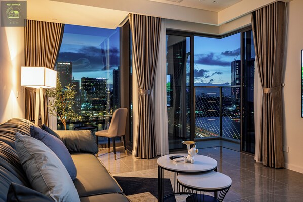 Executive Apartment, 3 Bedrooms, Balcony, City View | Living area | 42-inch flat-screen TV with cable channels