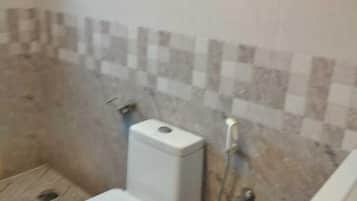 Shower, towels, soap, shampoo