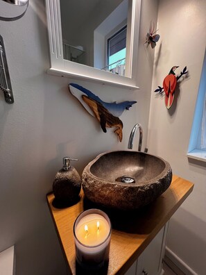 Hair dryer, towels, toilet paper