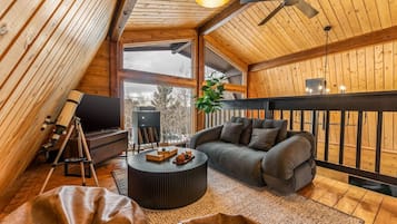 TV, fireplace, video games, ping pong