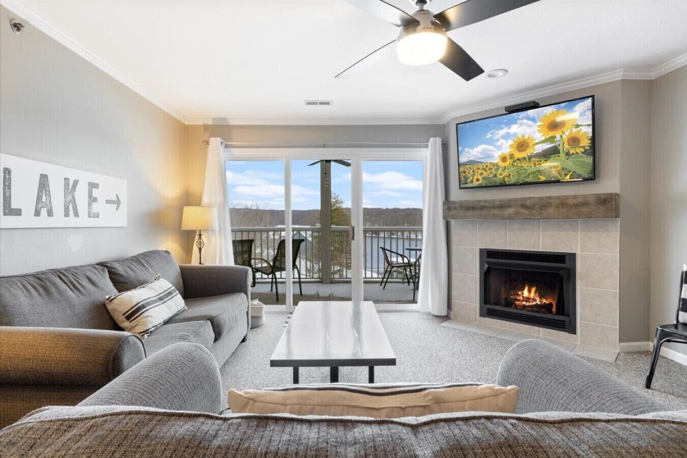 Smart TV, fireplace