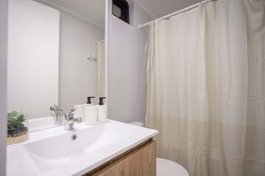 Ducha, secador de pelo y toallas