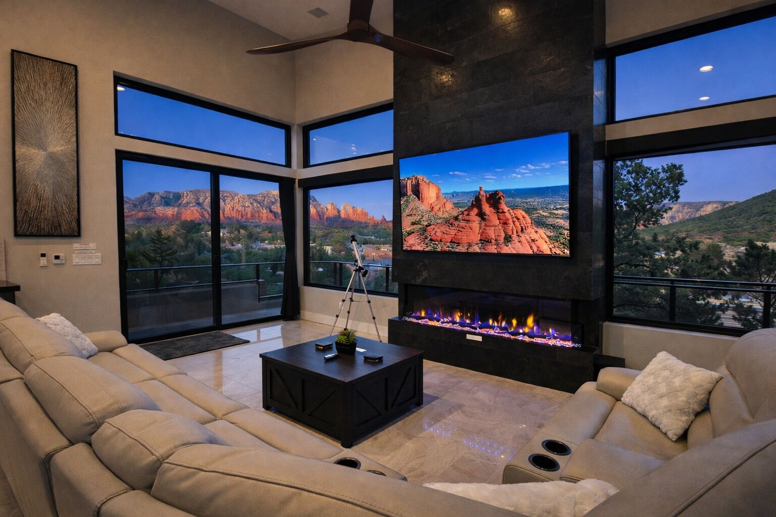 Smart TV, fireplace
