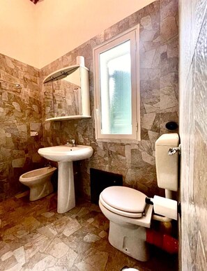 Sèche-cheveux, serviettes fournies, savon, papier toilette