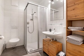 Ducha, secador de pelo y toallas