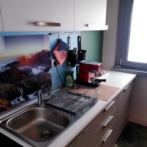 Fridge, microwave, oven, dishwasher