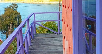 Cabaña Maicolpue Rio Sur has a large terrace with beautiful ocean view.