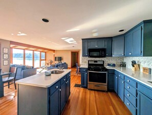 Fridge, microwave, oven, stovetop - Oceanfront Cottage w/ Private Beach & Stunning Views (Hancock)
