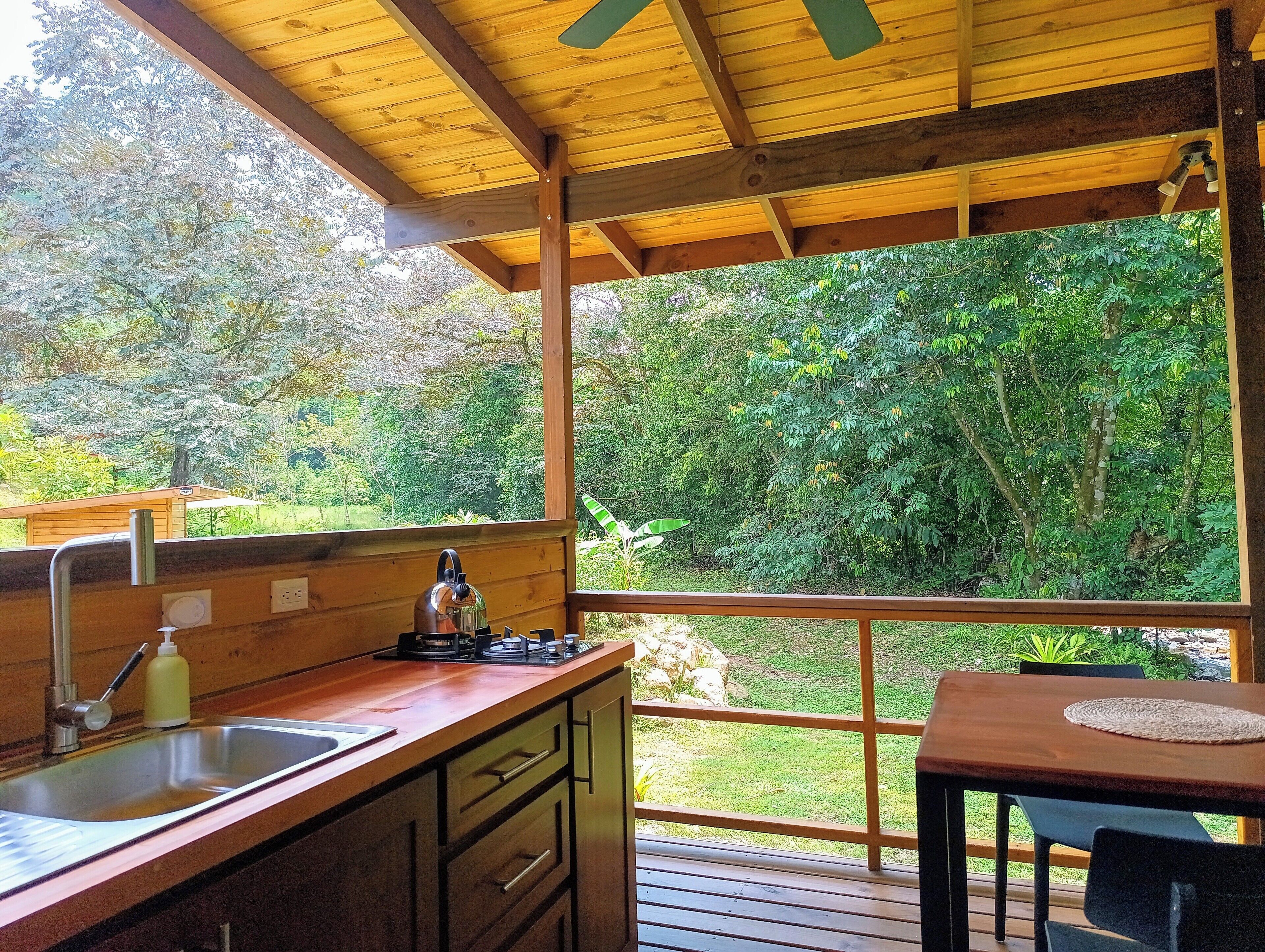 Standard Cottage, 1 Queen Bed, River View | Private kitchen | Fridge, oven, stovetop, coffee/tea maker