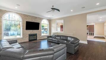 TV, fireplace, video games