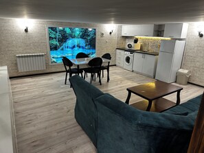 Comfort Duplex | Private kitchen | Fridge, microwave, stovetop, cookware/dishes/utensils - Duplex two bedroom apartment (Tbilisi)