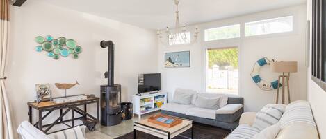 Fernseher, Kamin, DVD-Player