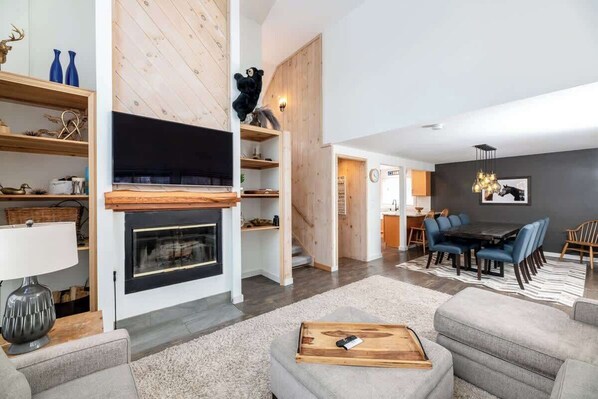 Fernseher, Kamin, Stereoanlage, Arbeitsbereiche