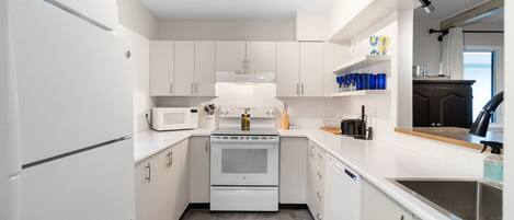 Fridge, microwave, stovetop, dishwasher