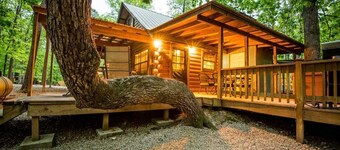 Grandma/Grandpa Cabin has 3 bdrms. KING, 2 QUEENS, SLEEPER SOFA. Outdoor Hot Tub