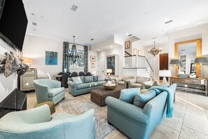 TV, DVD player, video library