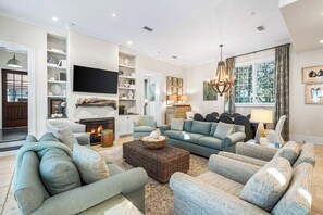 TV, DVD player, video library