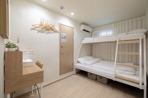 A bunk bed room with a desk and a wardrobe. - Stay SAI (Seoul)