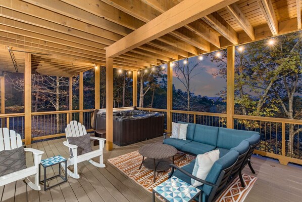 Terrace/patio - Rise & Shine · Relaxation + Hot Tub | Pool Table | Scenic Views (Broken Bow)