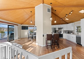 Fridge, microwave, oven, stovetop - Pleasant Cove | Waterfront Getaway with Fire Pit, Deck, and Lake Views (Mooresville)