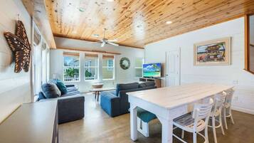 TV, DVD player, books, offices