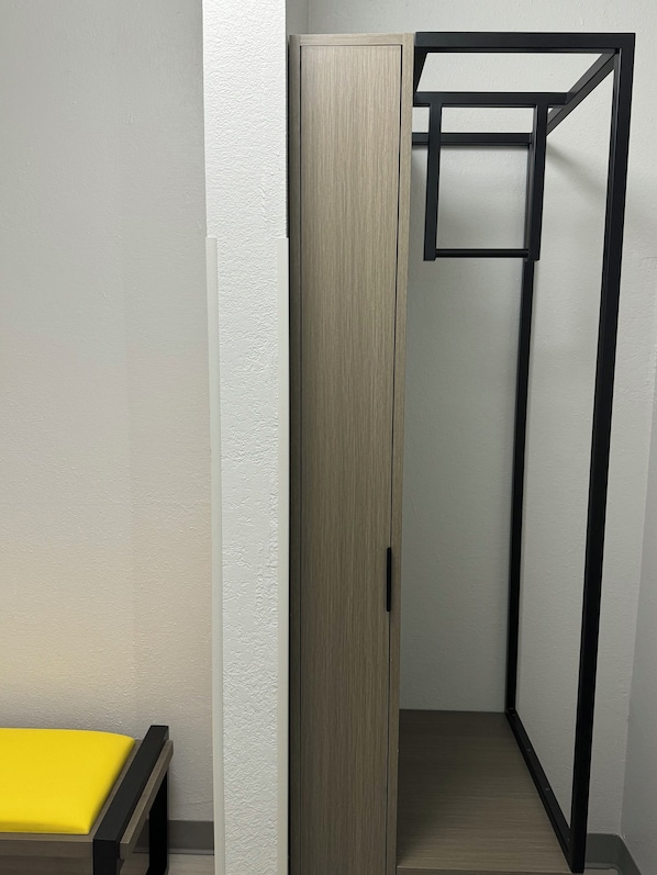 Desk, laptop workspace, blackout curtains, free WiFi