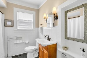 Hair dryer, towels - Prime Downtown GVL 3BD Home w/ Fenced Yard & Free Parking (Greenville)