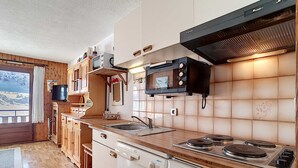 Fridge, microwave, dishwasher