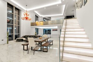Dining - Luxury 2BR | Burj Khalifa & Canal Views, Near Metro, Pool & Gym (Dubai)