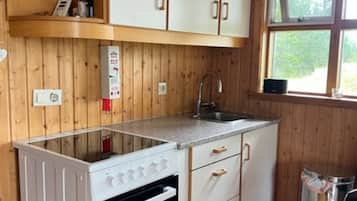 Jääkaappi, mikroaaltouuni, uuni, kahvin-/teenkeitin