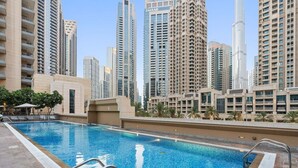 Pool - Walk to Dubai Mall | 2BR Apartment with Balcony and Pool (Downtown)