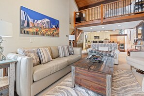 TV connectée, cheminée, livres