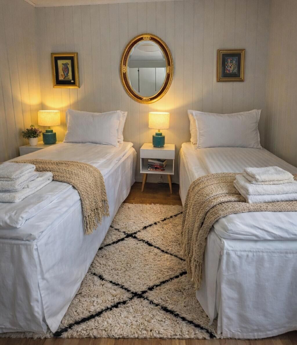 4 habitaciones, tabla de planchar con plancha, wifi y ropa de cama 