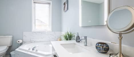 Hair dryer, towels, toilet paper