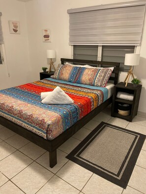 2 bedrooms, iron/ironing board, WiFi, bed sheets