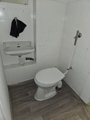 Hair dryer, towels, soap