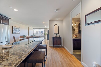 Luxury condo in Midtown Crossing on 8th floor with breathtaking city park views