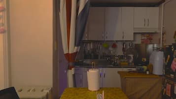 Fridge, microwave, oven, electric kettle