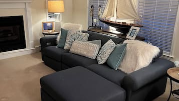 Smart TV, fireplace, video games, books