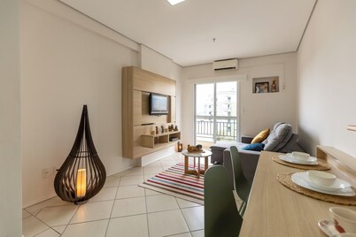 Charming 1-bedroom apartment with AC, fitness room in wonderful Indaiatuba