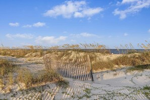 Beach nearby, sun loungers