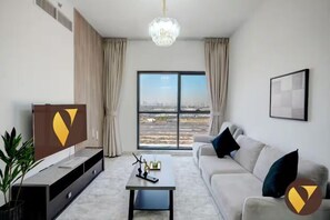 Apartamento de lujo, vistas a la ciudad | Zona de estar