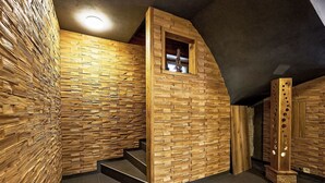 A wooden interior with a staircase leading to a window. - Cosy apartment for 2 people with WIFI, TV and terrace (Jilemnice)