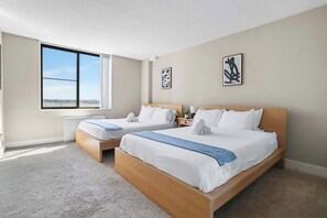 1 bedroom, desk, iron/ironing board, travel crib