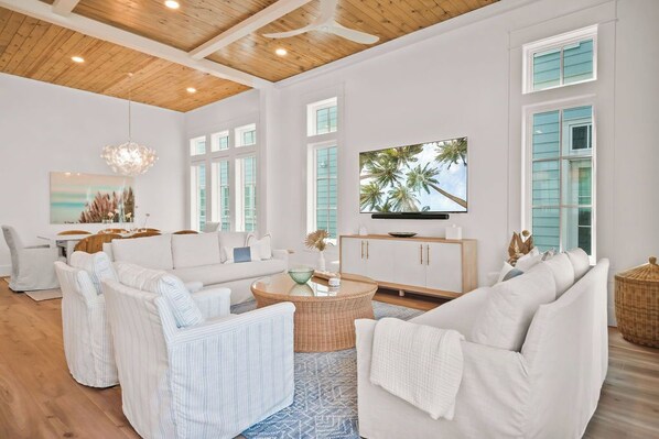 Smart TV, DVD player, books, video library