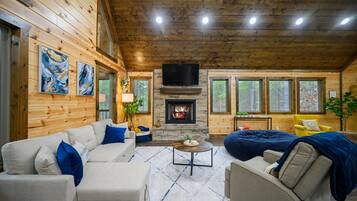 TV, fireplace, offices