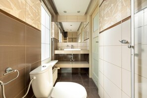 Ducha, secador de pelo y toallas