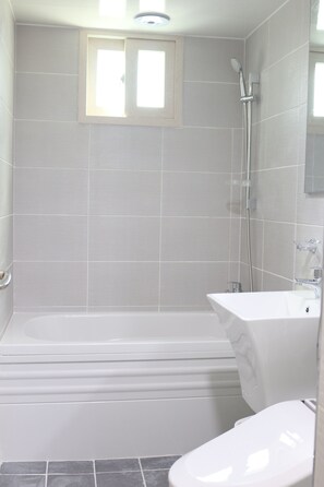 Hårtørrer, bidet, håndklæder, Sæbe